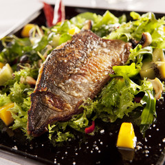 Whitefish on lettuce bed