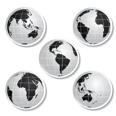 Vector stickers of globe