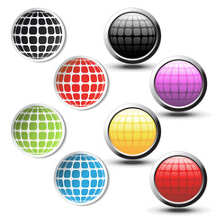 Vector globe stickers and buttons