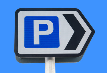 car park sign on blue sky
