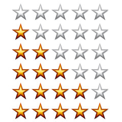 Obraz premium vector golden shiny rating stars