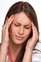 Fototapeta premium Mädchen hat Kopfschmerzen