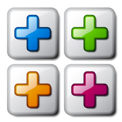 Fototapeta premium vector add plus glossy icons