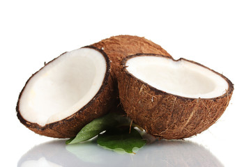 Fresh coconut isolated on white