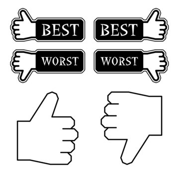 vector thumb best worst labels