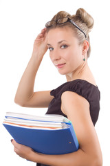 Businesswoman with papers and glasses