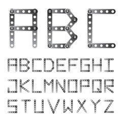 Obraz premium vector metal screwed alphabet font