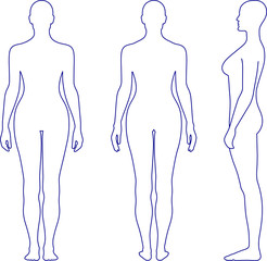 Naked standing woman vector sihouette
