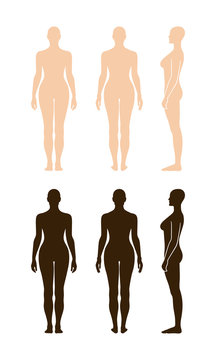 Naked standing woman vector sihouette