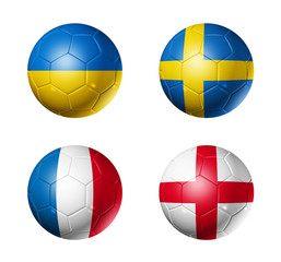 Fototapeta premium soccer flags on soccer balls
