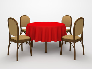 Round desktop and chairs