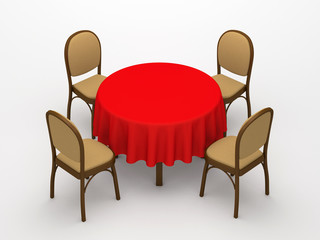 Round desktop and chairs