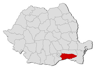 Map of Romania, Calarasi highlighted