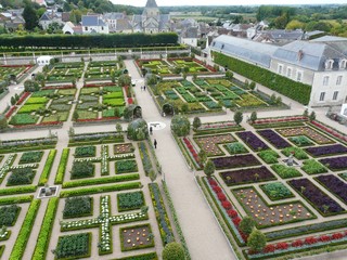 Vegetable gardens at the Chateau de Villandry in fall or autumn