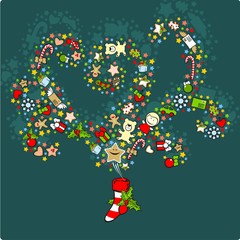 Magic Christmas stocking filled with presents