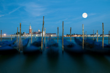 Gondolas in Venice in background San Giorgio Maggiore church