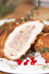 Delicious chicken served in the bowl.
