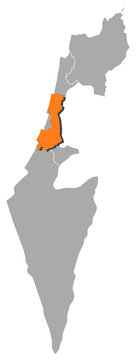 Map of Israel, Central District highlighted