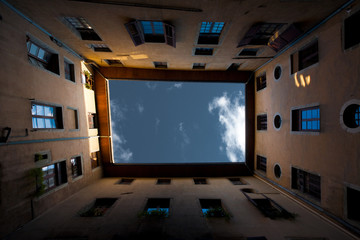 Semi Enclosed European Courtyard Sky