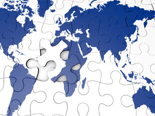 blue Worldmap as a jigsaw puzzle