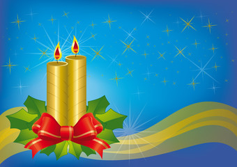 Cartolina Cielo di Natale con candele e stelle