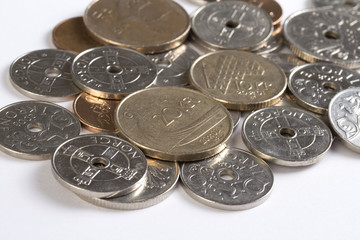 Closeup of Norwegian money.