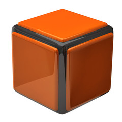 Orange cube isolated on white background