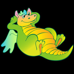 Green funny dragon.