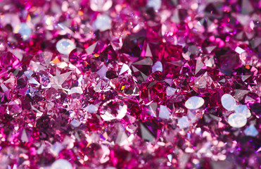 Many small ruby diamond stones, luxury background shallow depth