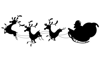 Reindeer Silhouette And Santa Claus Christmas