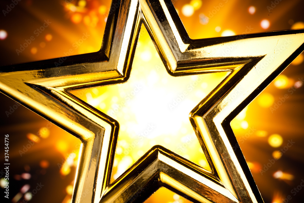 Wall mural shiny gold star