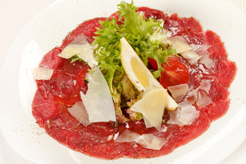 Meat Carpaccio with Parmesan Cheese