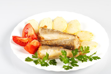 Fried fish and potato