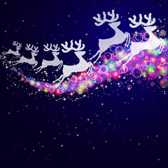 Christmas deers, abstract background.
