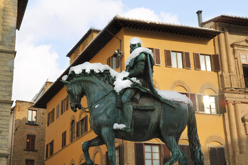 Snowy Cosimo Medici Christmas in Florence Tuscany Italy