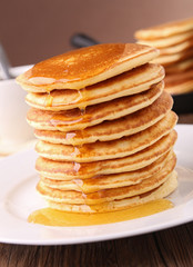 pancakes stack and syrup