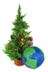 Christmas tree and a globe