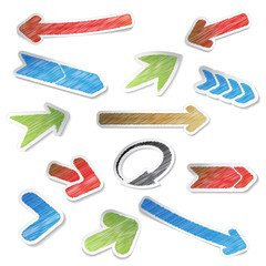 Vector scratch arrow stickers