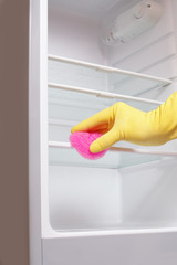 Hand cleaning refrigerator.