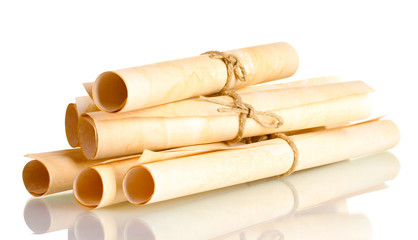 Many scrolls isolated on white