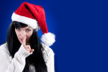 Beautiful girl with Santa hat
