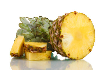 Sliced ​​pineapple isolated on white