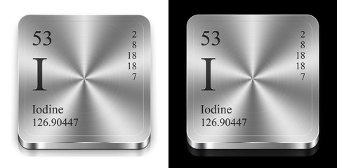 Iodine, two metal web buttons