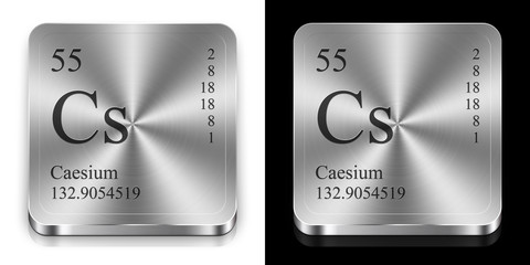 Caesium, two metal web buttons