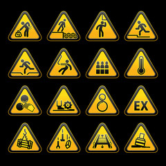 Set Triangular Warning sumbols  Hazard signs