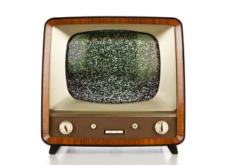 Vintage television with no signal static