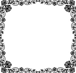 silhouette border with rose decoration