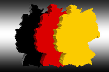 Deutscher Umriss + Flagge 3D