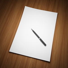 Blank sheet of paper with pen