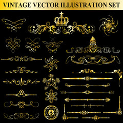 Vintage Vector Illustration Set